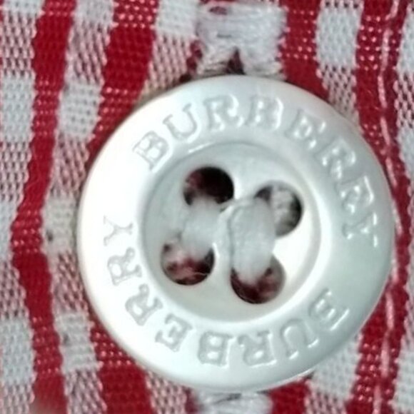 Burberry London Gingham Poplin Long-Sleeve Button-Up Shirt Mens Red/White Large - Picture 9 of 12